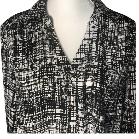 Jaclyn Smith black and white long sleeve blouse size XL - Picture 2 of 7